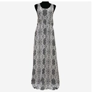 Parker 100% Silk Maxi Dress Sleeveless Designer Black White XS Boho Resort Beach